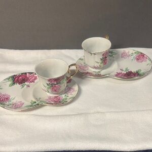 Rose Patterned Tea Cup and Saucer Set